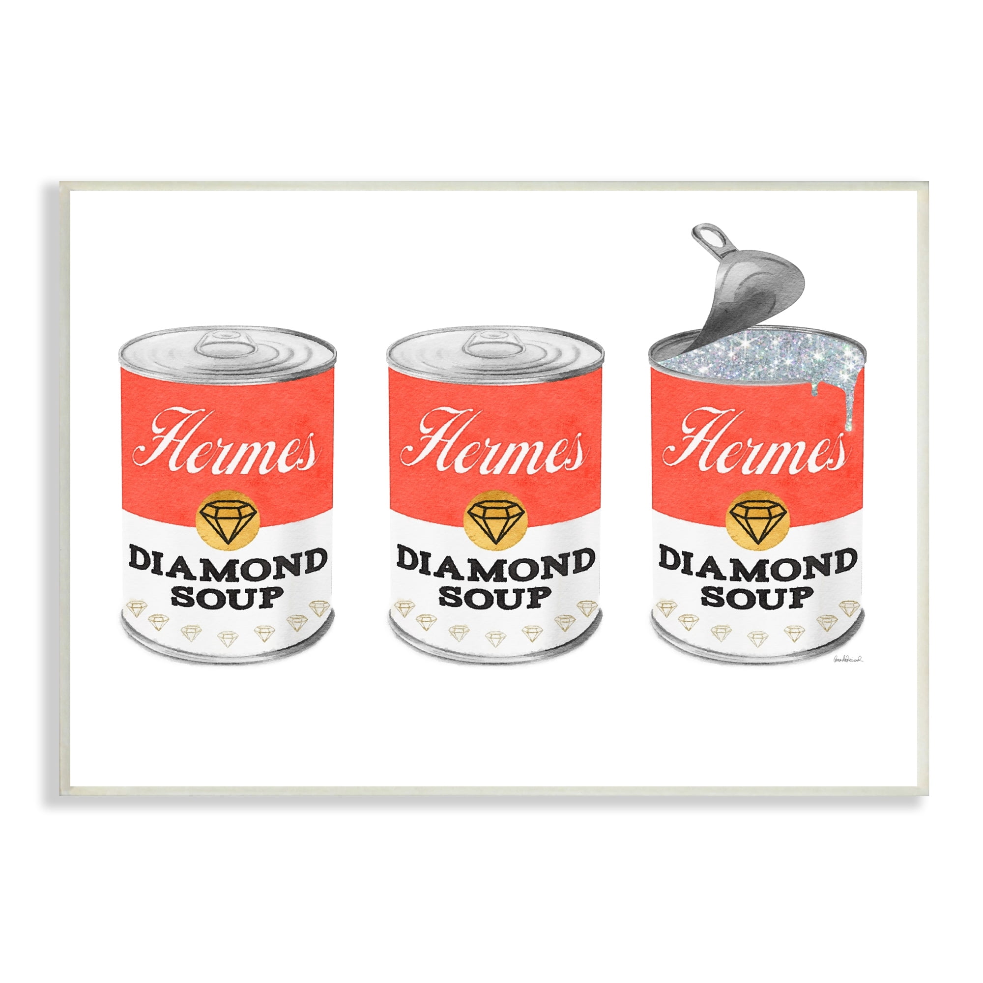 Stupell Industries Glam Condensed Soup Pop Trio Fashion Diamond Red, 19 x 13, Design by Amanda Greenwood