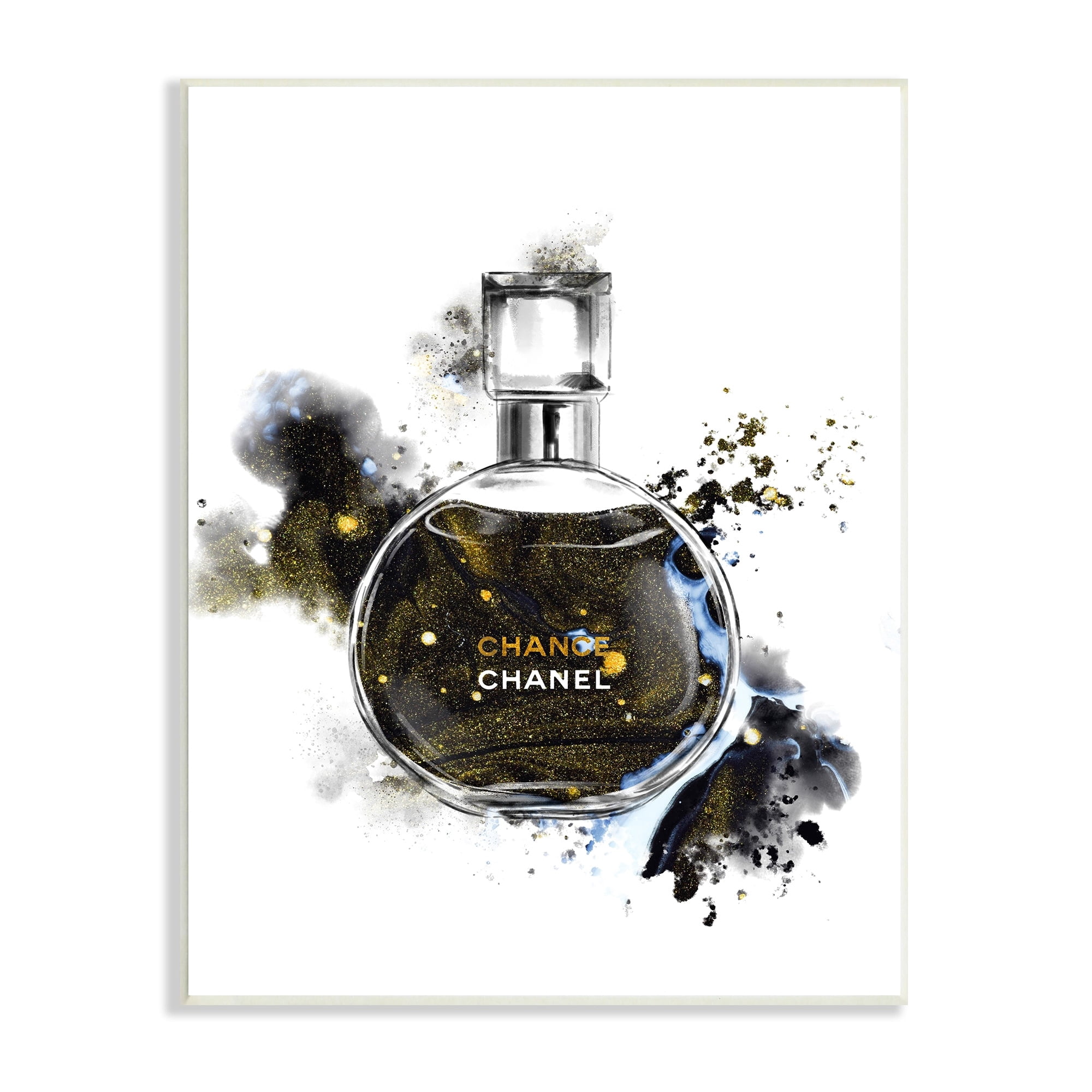 Stupell Industries Glam Cosmetic Bottle Black Gold Watercolor Perfume Bottle, 13 x 19, Design by Ziwei Li