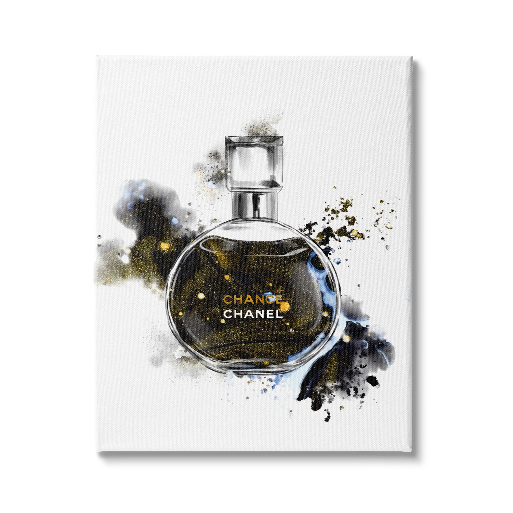 Stupell Industries Glam Cosmetic Bottle Black Gold Watercolor Perfume Bottle, 16 x 20, Design by Ziwei Li