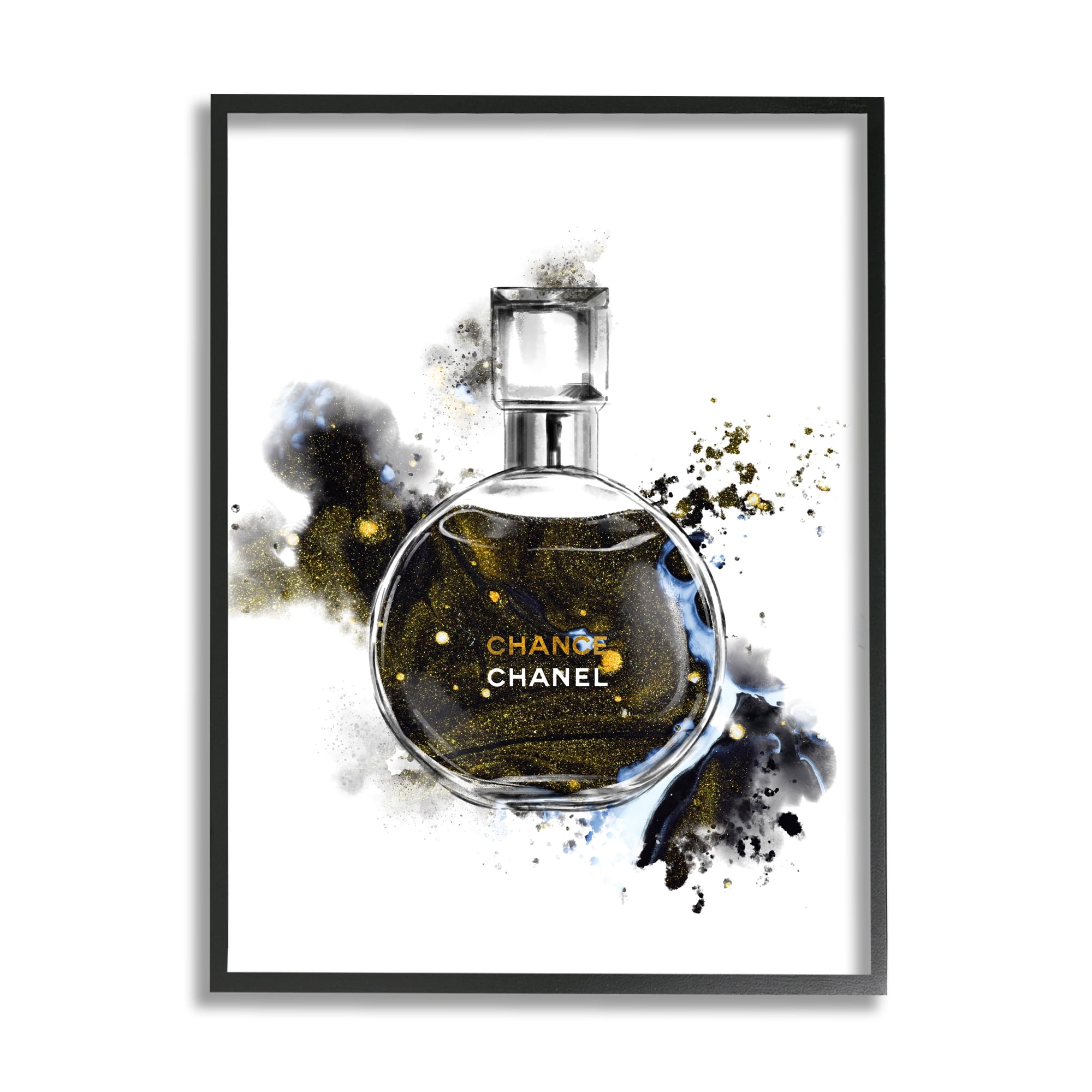 Stupell Industries Glam Cosmetic Bottle Black Gold Watercolor Perfume Bottle, 16 x 20, Design by Ziwei Li