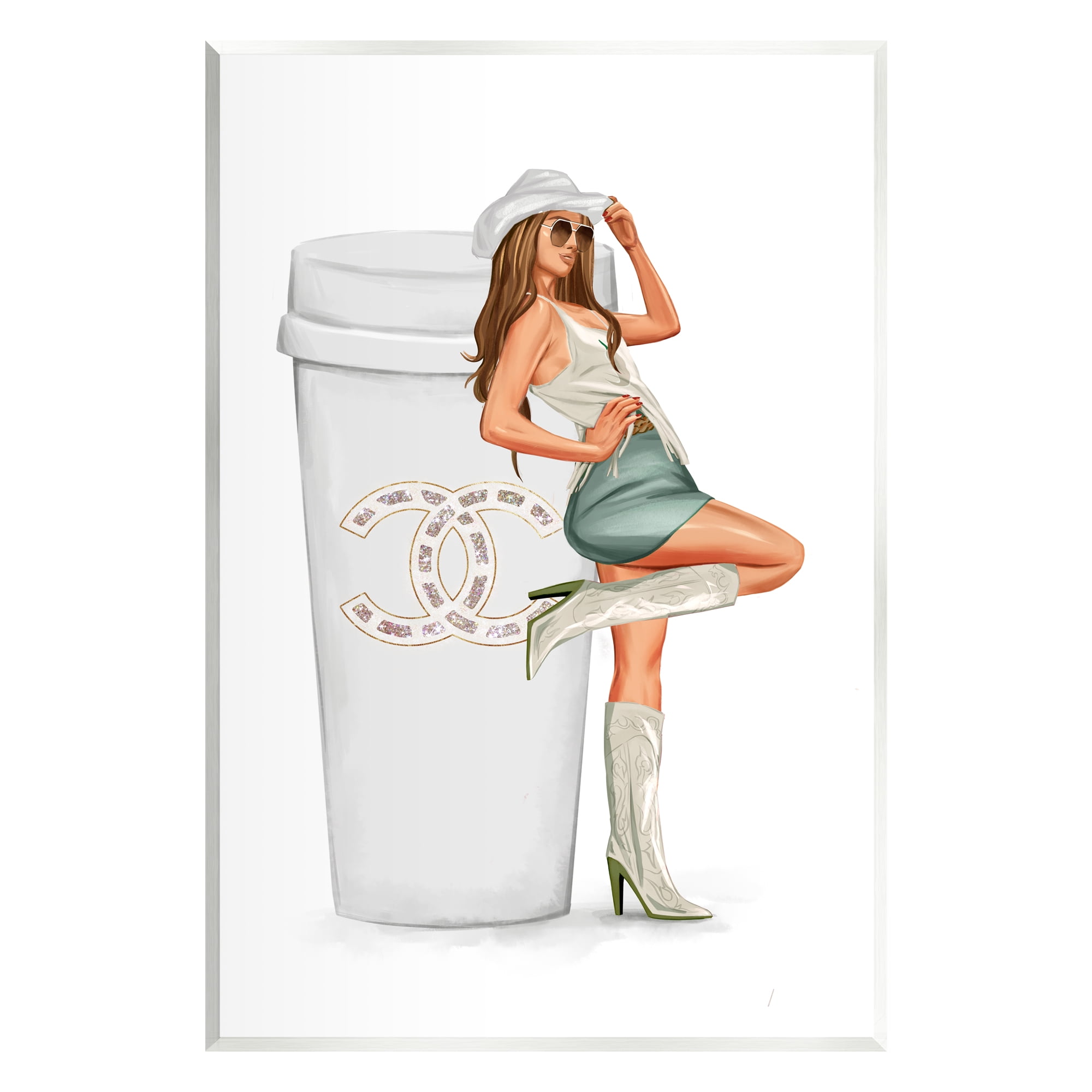 Stupell Industries Glam Cowgirl Fashion Coffee Cup Beauty & Fashion Painting Unframed Art Print Wall Art