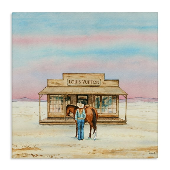 Stupell Industries Glam Cowgirl Shopping Fashion Painting Wrapped Canvas Art Print Wall Art, 30 x 30