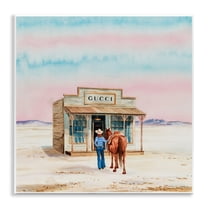 Stupell Industries Glam Cowgirl at Desert Shop Fashion Painting Unframed Art Print Wall Art, 12 x 12