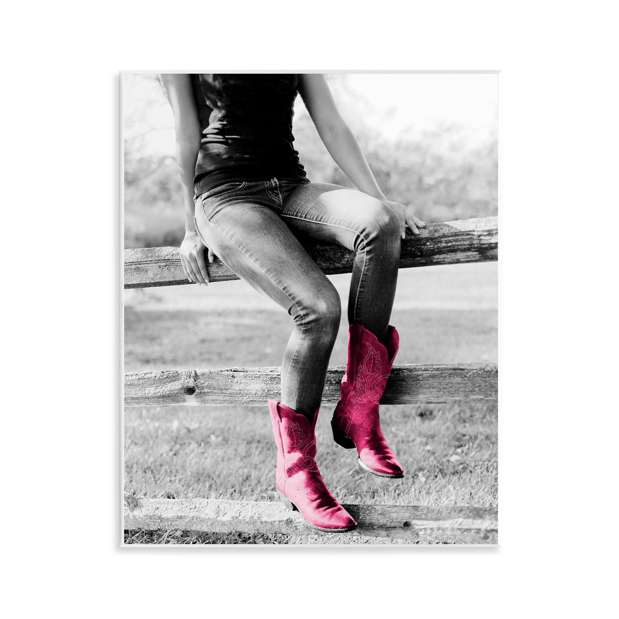 Stupell Industries Glam Cowgirl in Boots Novelty Painting Unframed Art Print Wall Art, 11 x 14