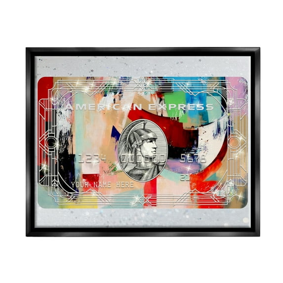 Stupell Industries Glam Credit Card Abstract Painting Black Floater Framed Art Print Wall Art, 31 x 25