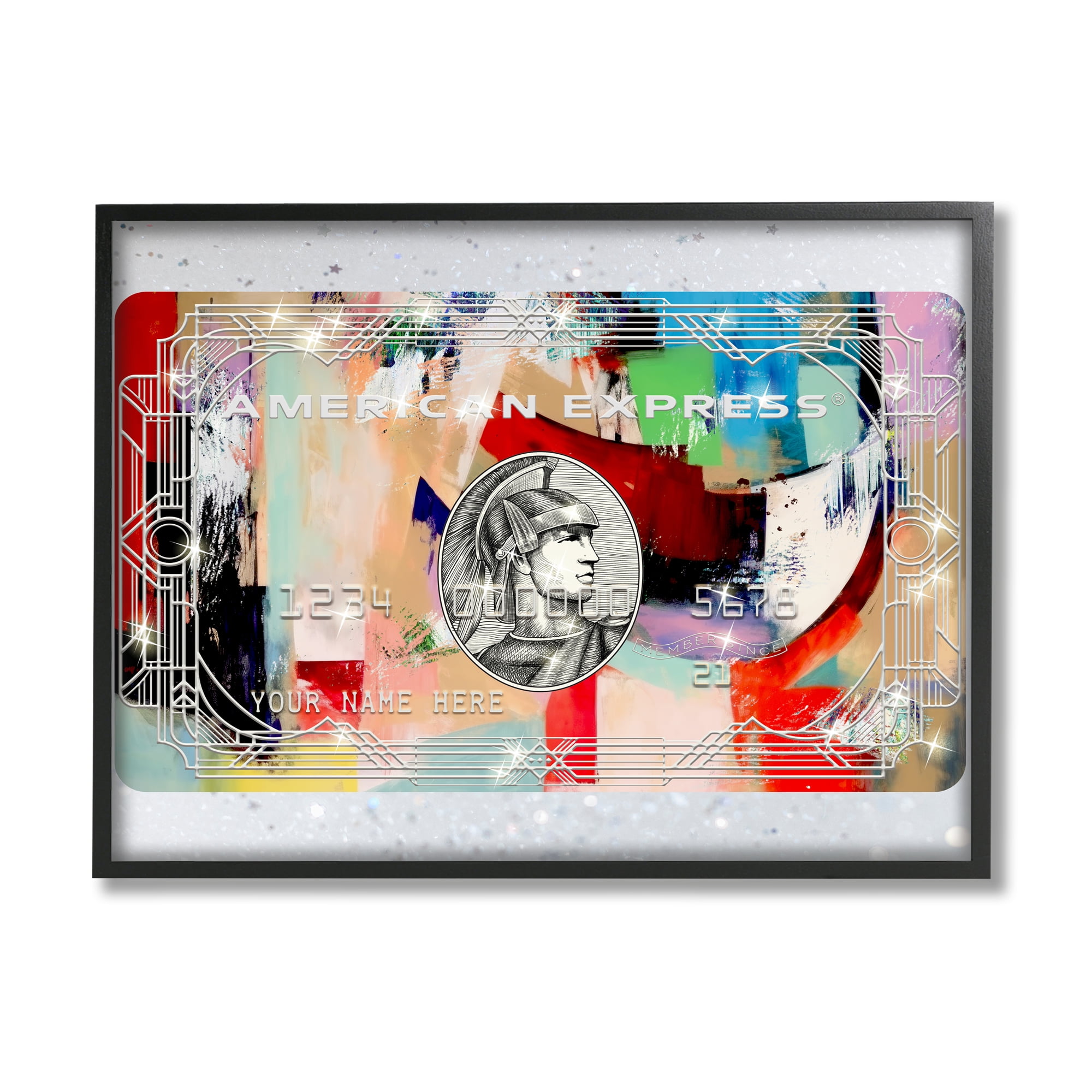 Stupell Industries Glam Credit Card Abstract Painting Black Framed Art Print Wall Art, 20 x 16