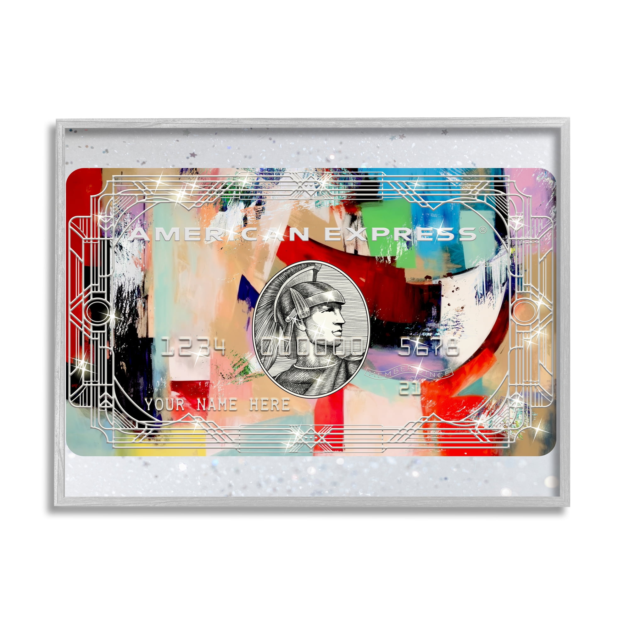 Stupell Industries Glam Credit Card Abstract Painting Gray Framed Art Print Wall Art, 30 x 24