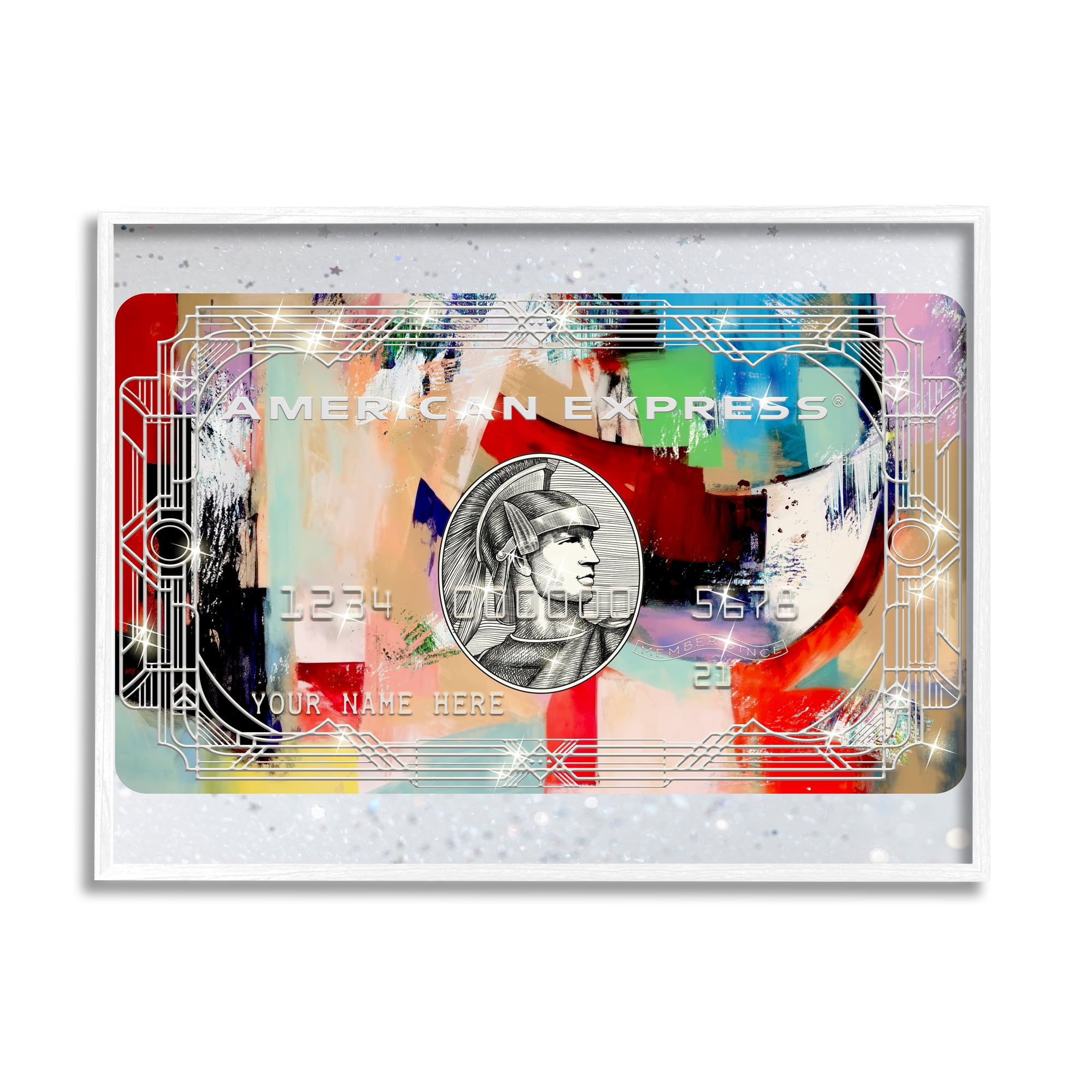 Stupell Industries Glam Credit Card Abstract Painting White Framed Art Print Wall Art, 14 x 11