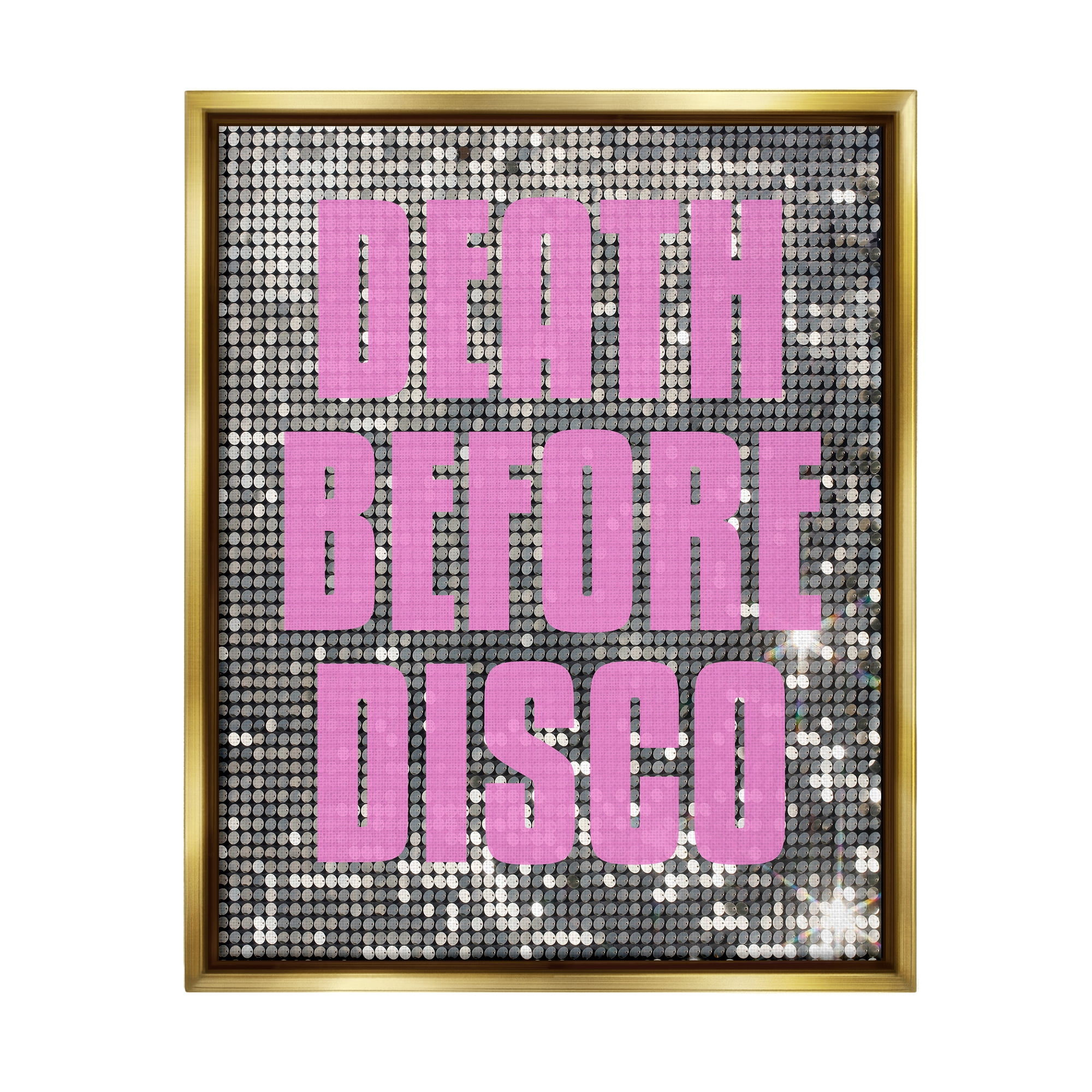 Stupell Industries Glam Death Before Disco Abstract Painting Gold Floater Framed Canvas Art Print Wall Art, 17 x 21