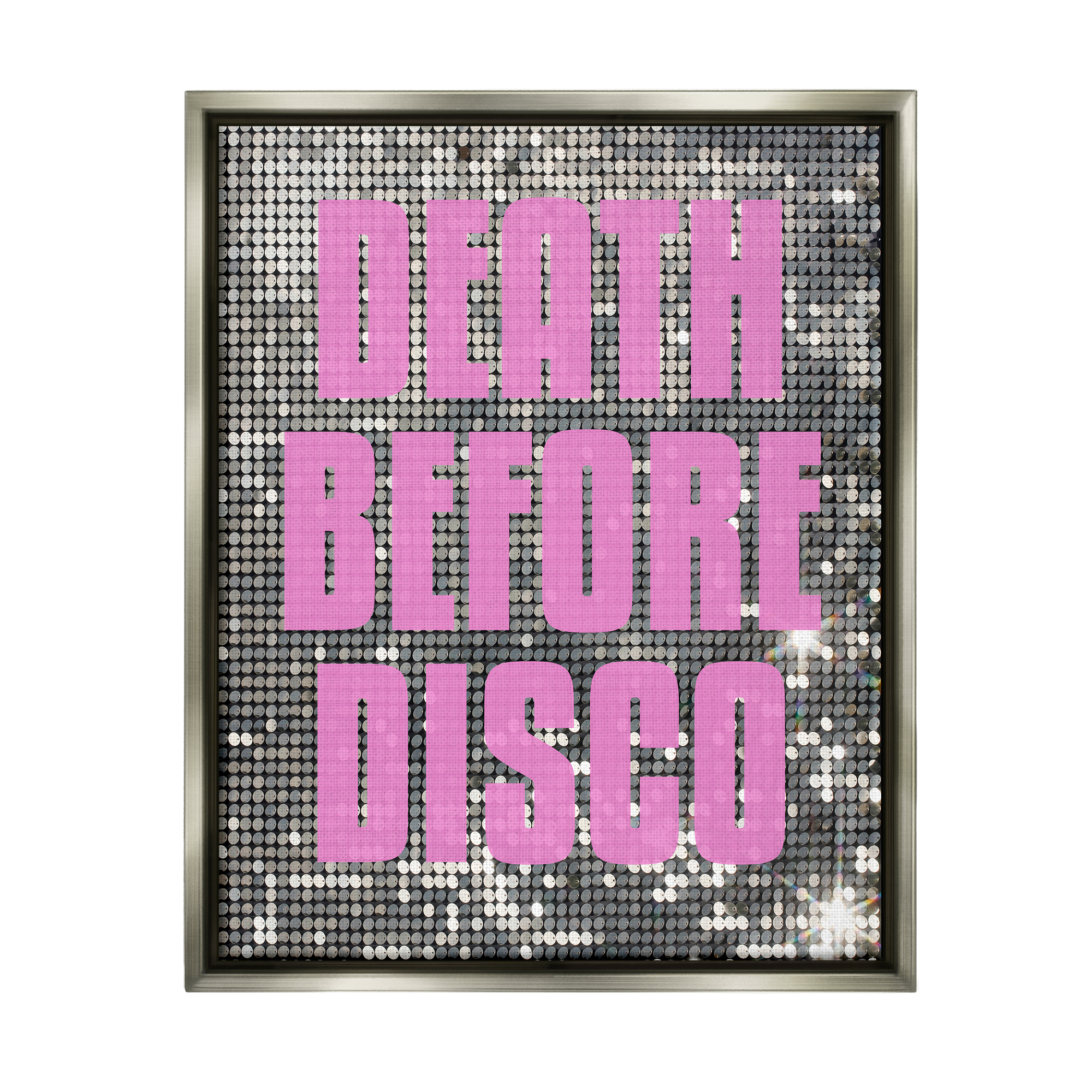 Stupell Industries Glam Death Before Disco Abstract Painting Gray Floater Framed Canvas Art Print Wall Art, 17 x 21