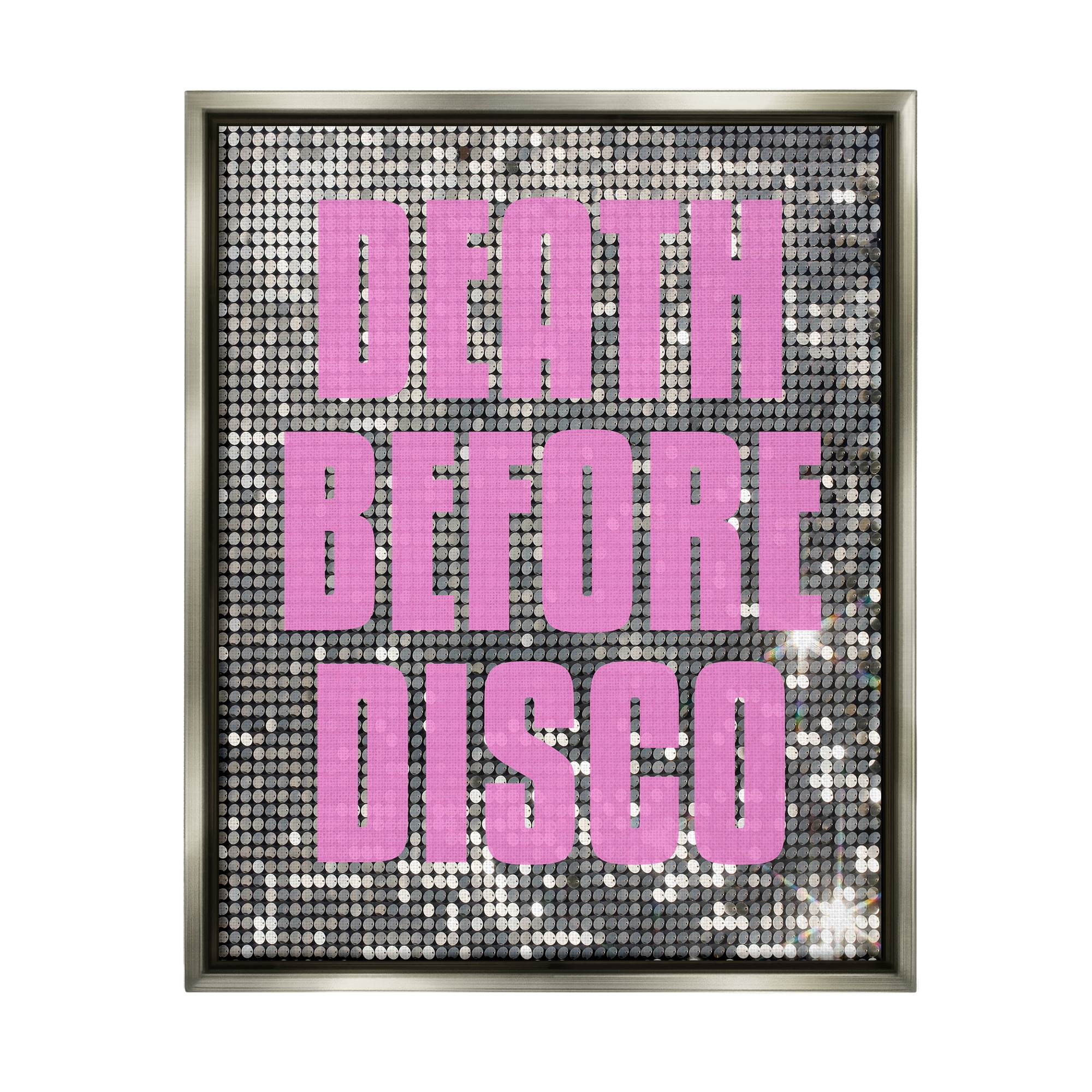 Stupell Industries Glam Death Before Disco Abstract Painting Gray Floater Framed Canvas Art Print Wall Art, 25 x 31