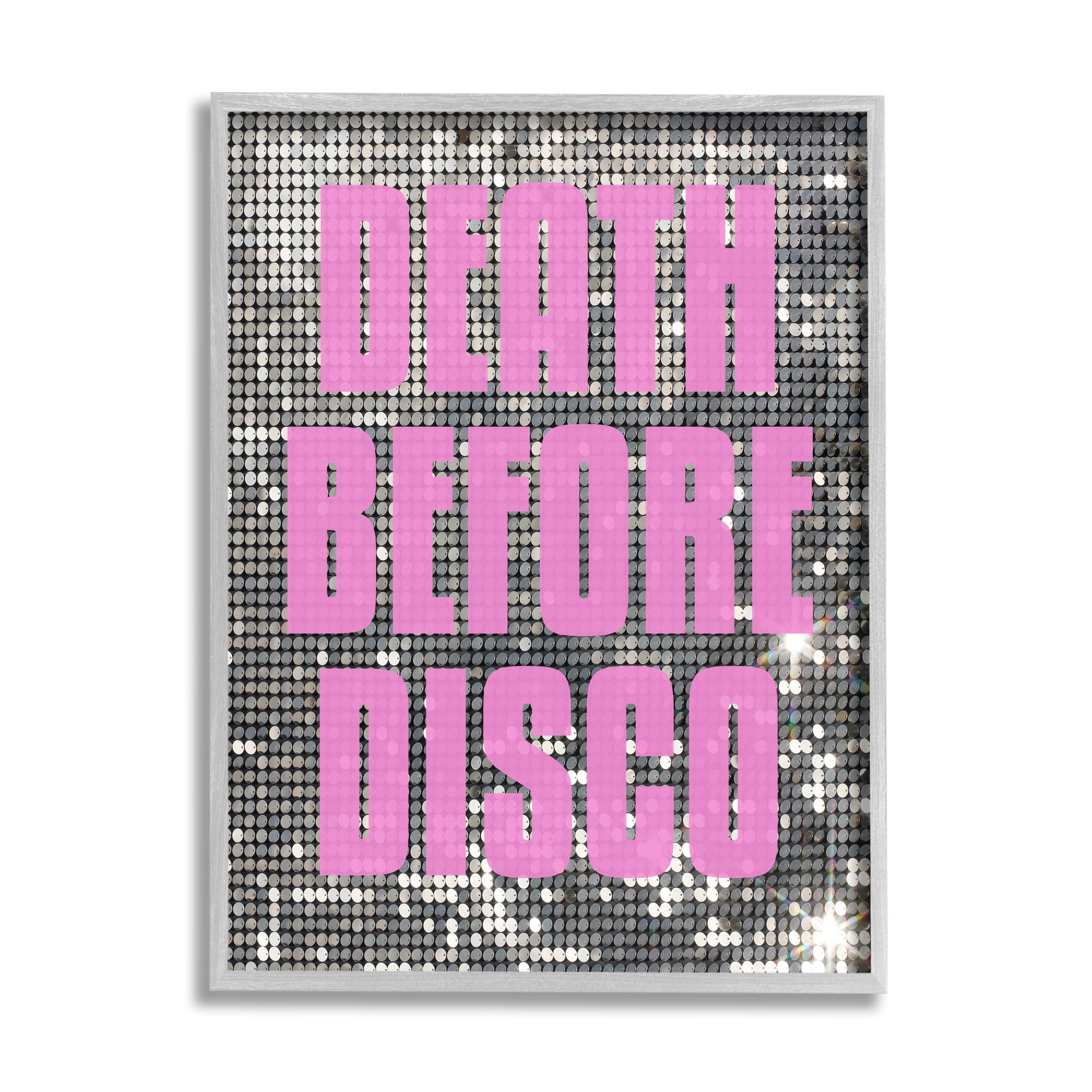 Stupell Industries Glam Death Before Disco Abstract Painting Gray Framed Art Print Wall Art, 16 x 20