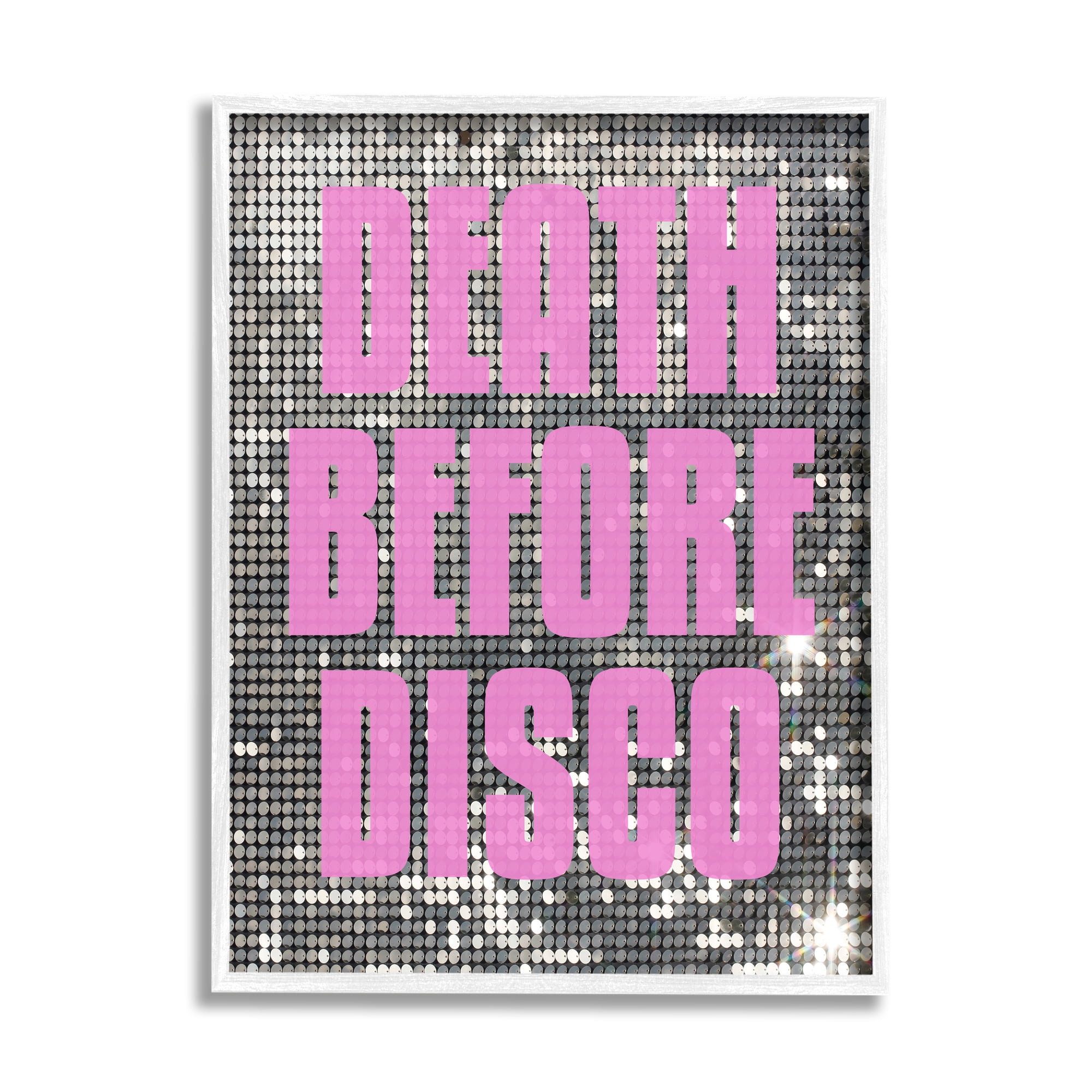 Stupell Industries Glam Death Before Disco Abstract Painting White Framed Art Print Wall Art, 16 x 20