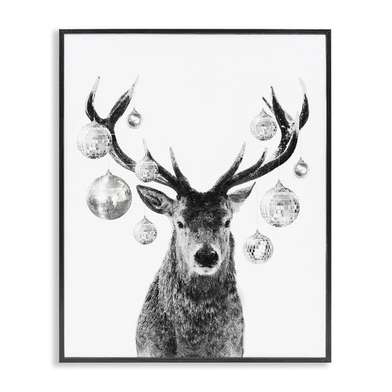 Stupell Industries Glam Deer with Disco Balls Black Framed Giclee Art, 11 x 14, by Victoria Barnes