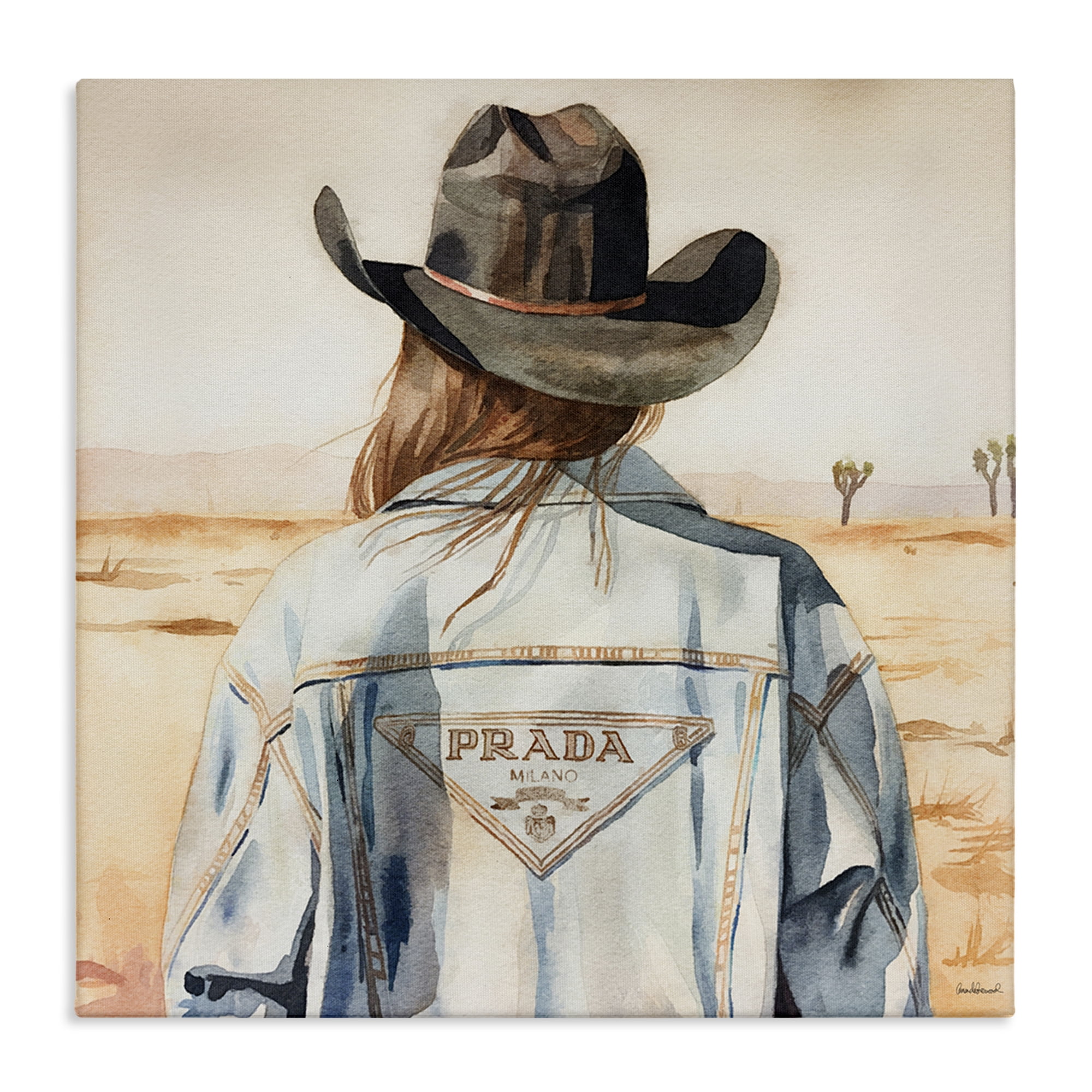 Stupell Industries Glam Desert Cowgirl People Painting Wrapped Canvas Art Print Wall Art, 17 x 17
