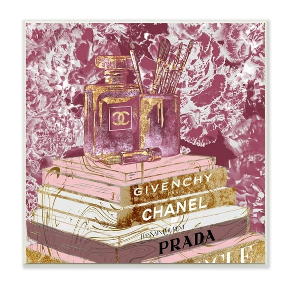 Stupell Industries Glam Designer Books Fashion Accessory Glitz Pink Gold Graphic Art Unframed Art Print Wall Art, 12x12, by Ziwei Li