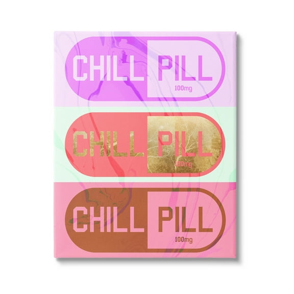 Stupell Industries Glam Detail Chill Pill Graphic Art Gallery Wrapped Canvas Print Wall Art, Design by Daphne Polselli