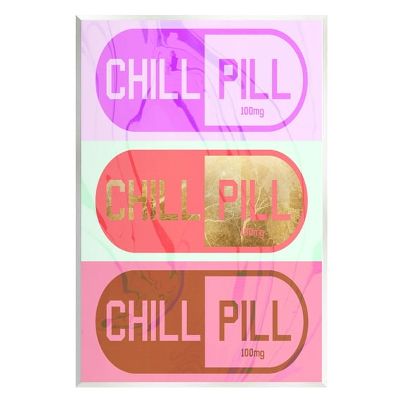 Stupell Industries Glam Detail Chill Pill Graphic Art Unframed Art Print Wall Art, Design by Daphne Polselli