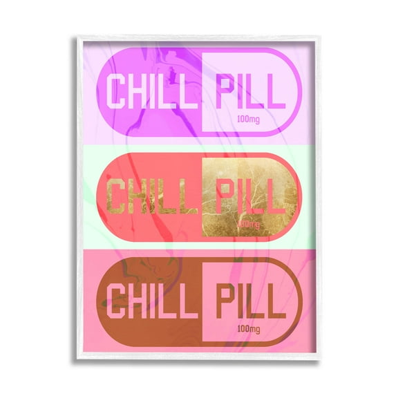 Stupell Industries Glam Detail Chill Pill Graphic Art White Framed Art Print Wall Art, Design by Daphne Polselli