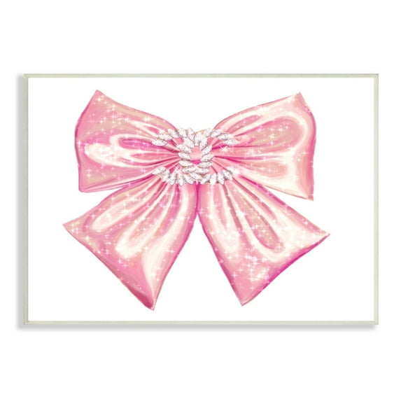 Stupell Industries Glam Diamond Glimmer Pink Fashion Design Bow Wood Wall Art, 19 x 13, Design by Ziwei Li