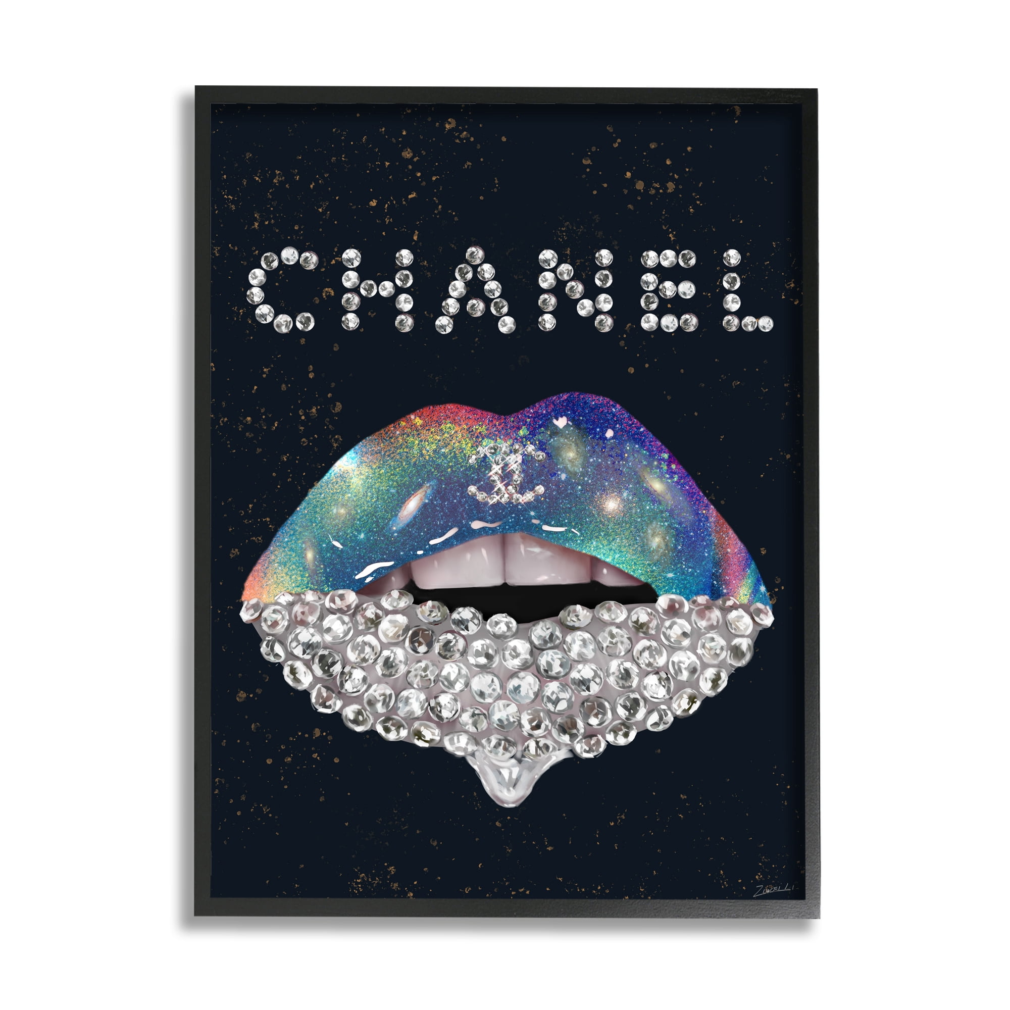 Stupell Industries Glam Diamond Lipstick Beauty & Fashion Painting Black Framed Art Print Wall Art, 11 x 14