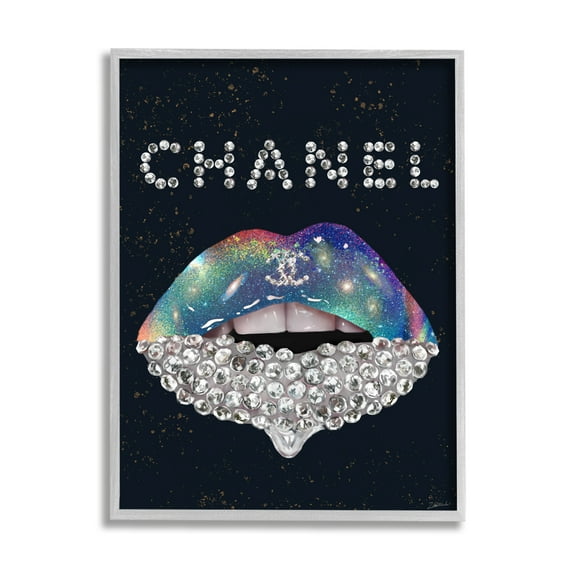 Stupell Industries Glam Diamond Lipstick Beauty & Fashion Painting Gray Framed Art Print Wall Art, 16 x 20
