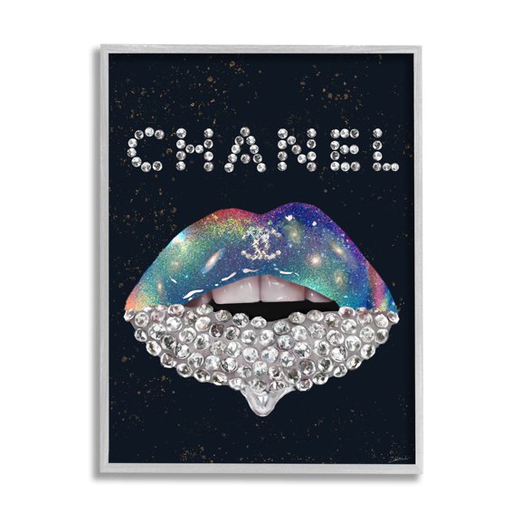 Stupell Industries Glam Diamond Lipstick Beauty & Fashion Painting Gray Framed Art Print Wall Art, 16 x 20
