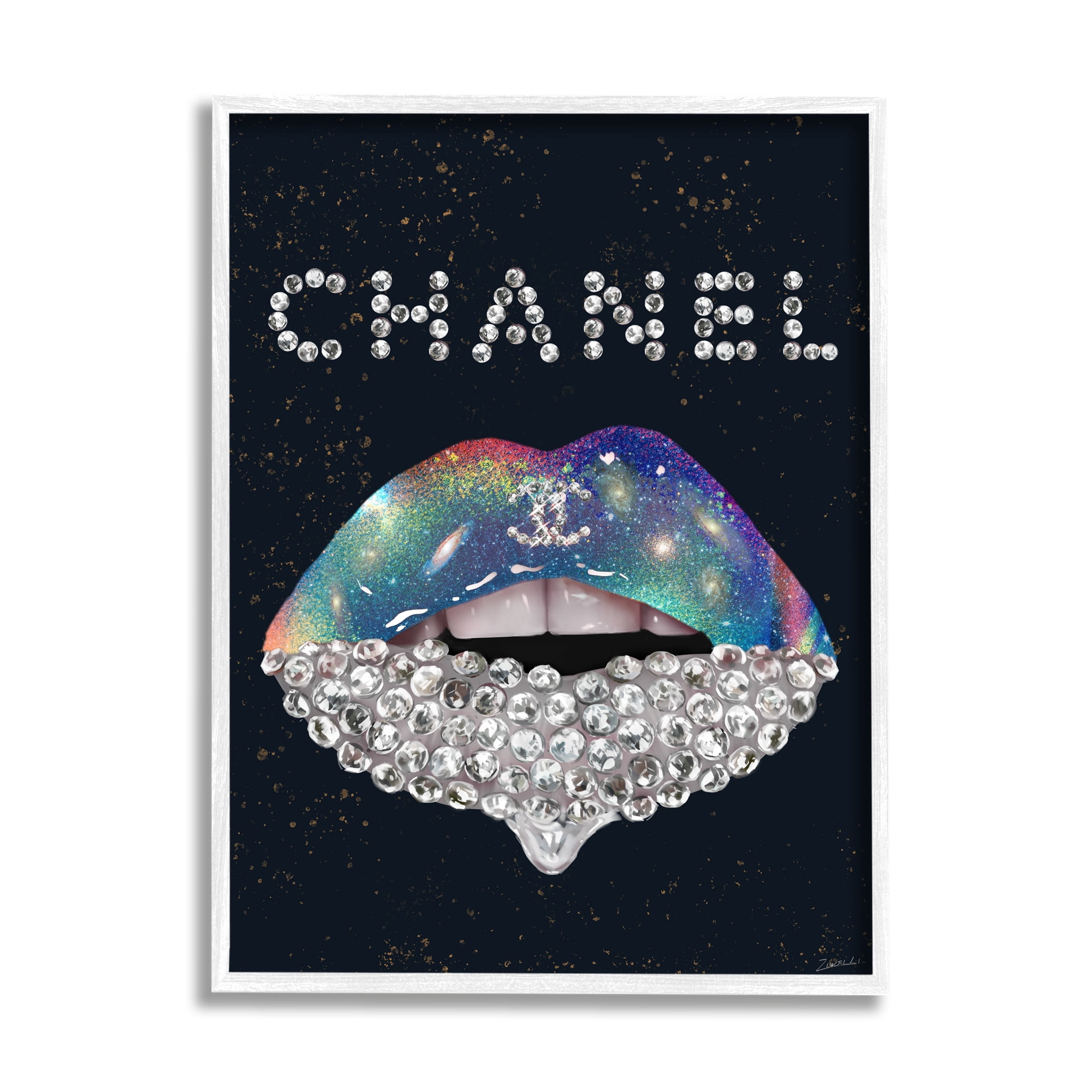 Stupell Industries Glam Diamond Lipstick Beauty & Fashion Painting White Framed Art Print Wall Art, 11 x 14