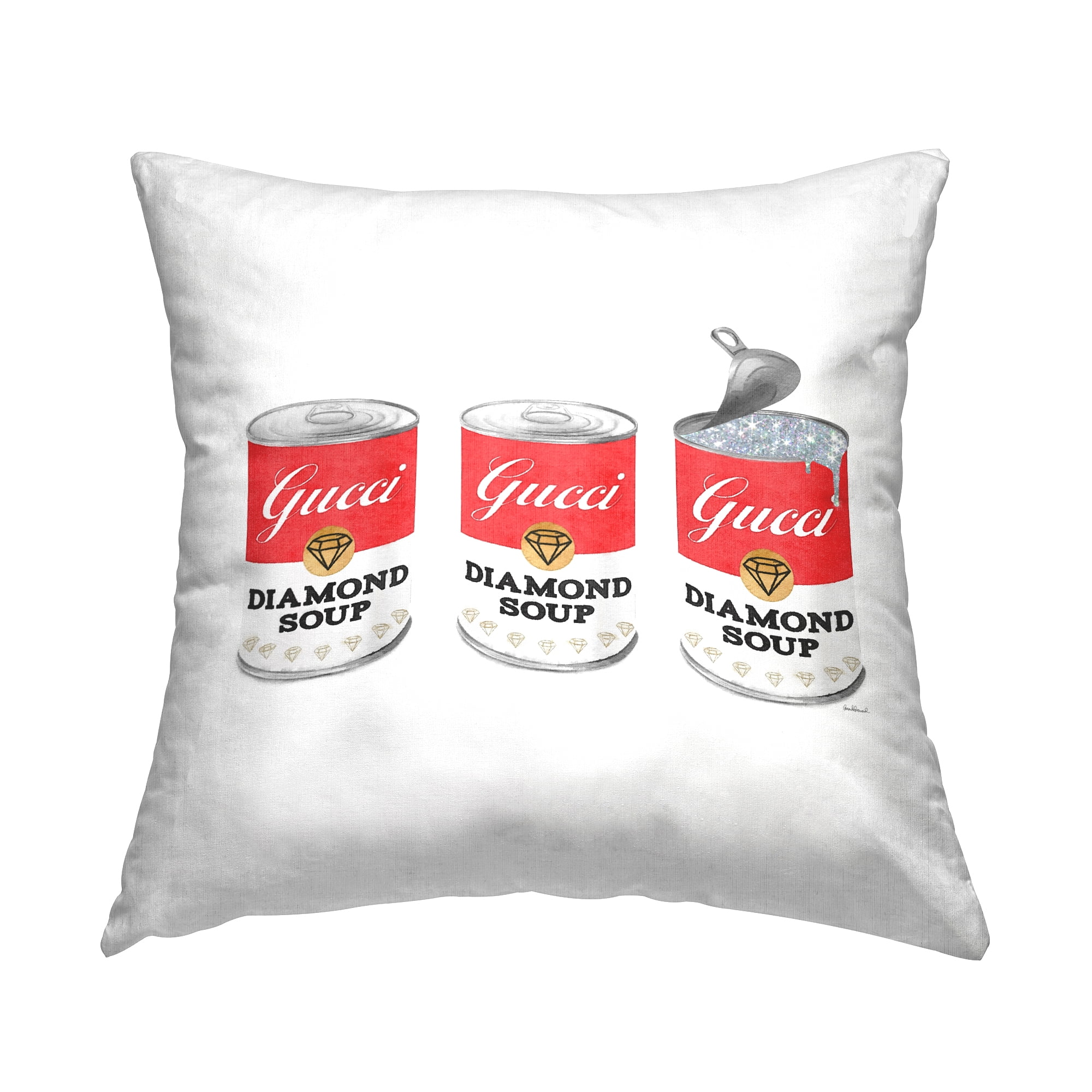 Stupell Industries Glam Diamond Soup Bold Iconic Red Can Design by Amanda Greenwood Throw Pillow