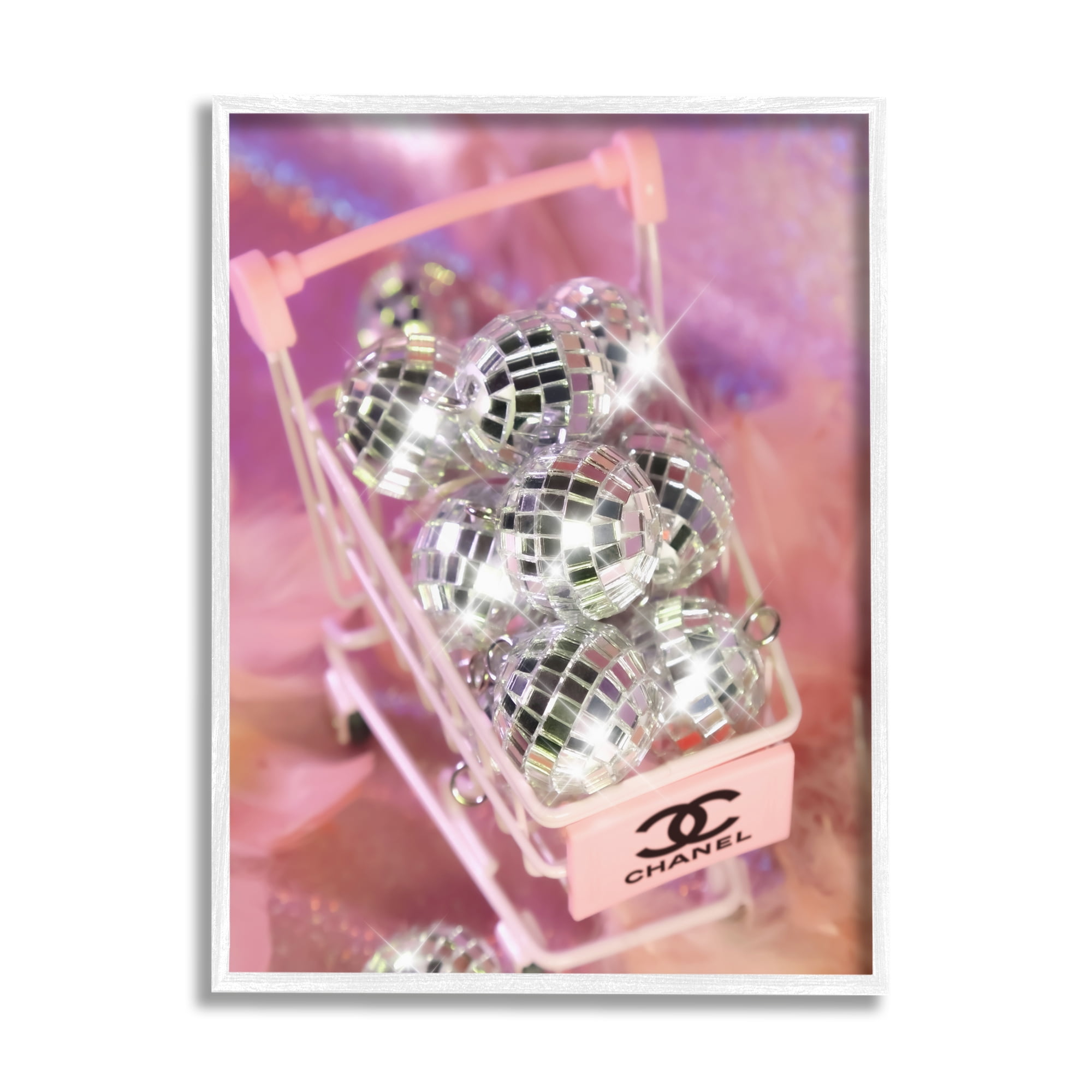 Stupell Industries Glam Disco Balls in Cart Beauty & Fashion Painting White Framed Art Print Wall Art, 11 x 14