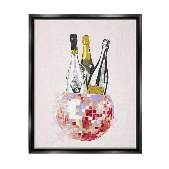 Stupell Industries Glam Disco Champagnes Food & Beverage Painting Black Floater Framed Canvas Art Print Wall Art, 25 x 31