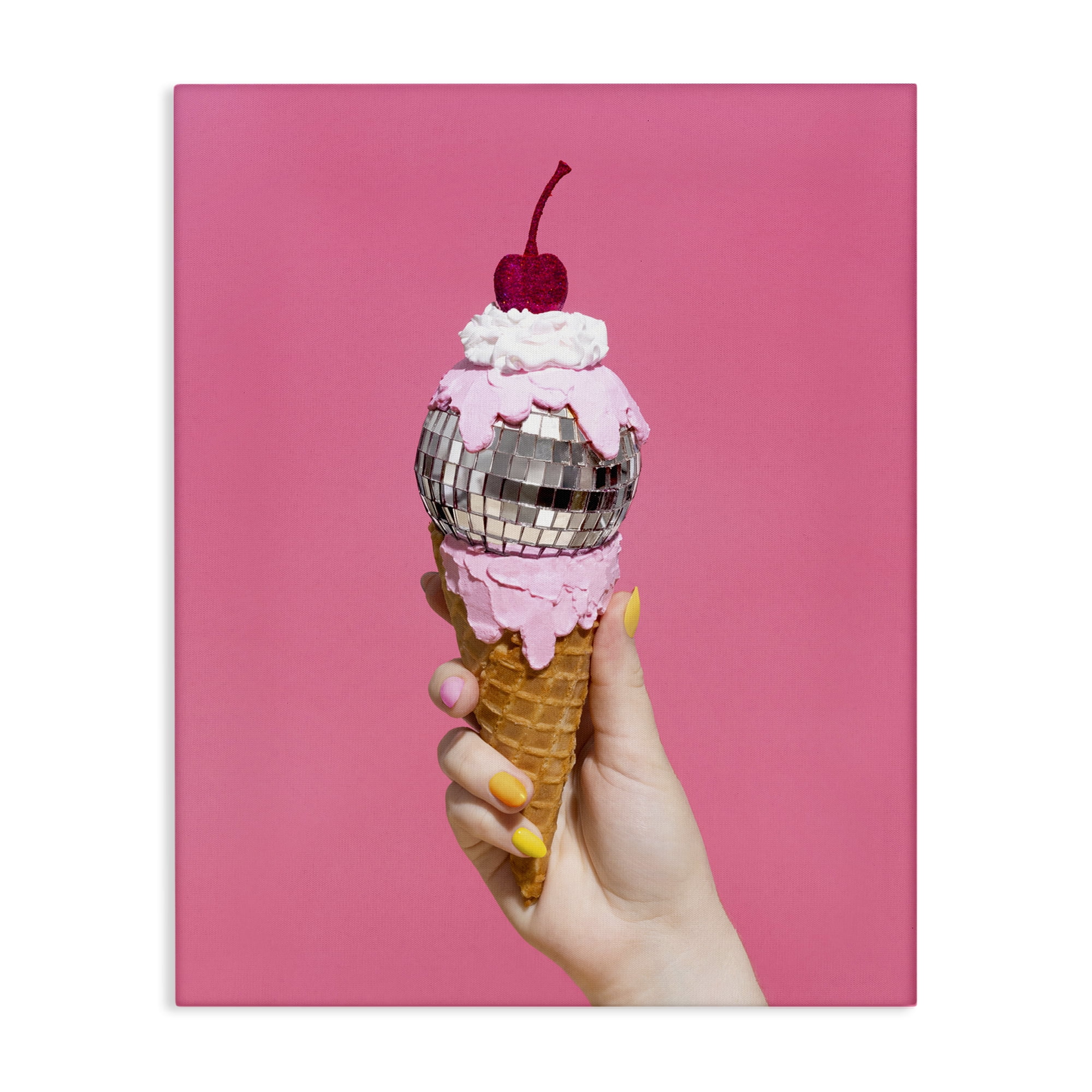 Stupell Industries Glam Disco Ice Cream Food & Beverage Painting Gallery Wrapped Canvas Art Print Wall Art, 24 x 30