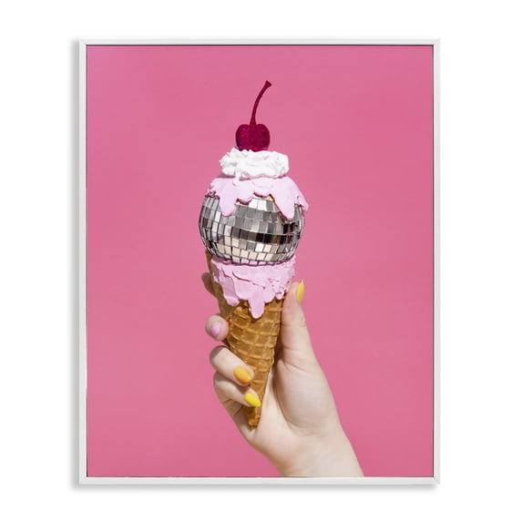 Stupell Industries Glam Disco Ice Cream Food & Beverage Painting White Framed Art Print Wall Art, 16 x 20