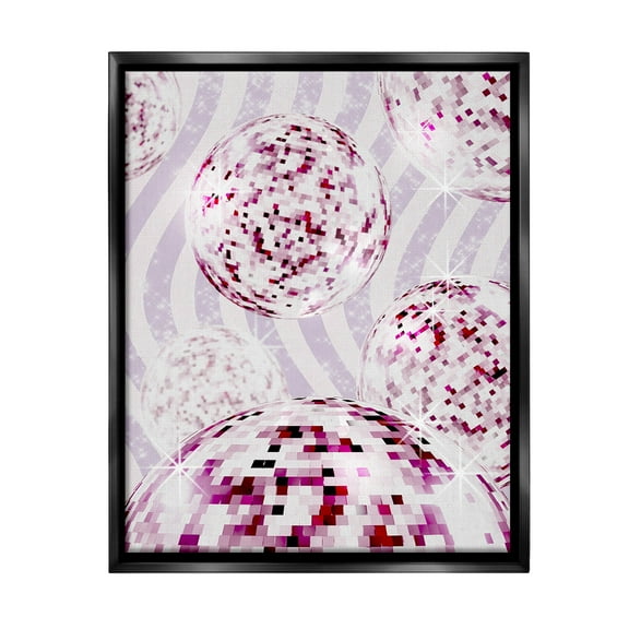 Stupell Industries Glam Disco on Stripes Abstract Painting Black Floater Framed Canvas Art Print Wall Art, 17 x 21