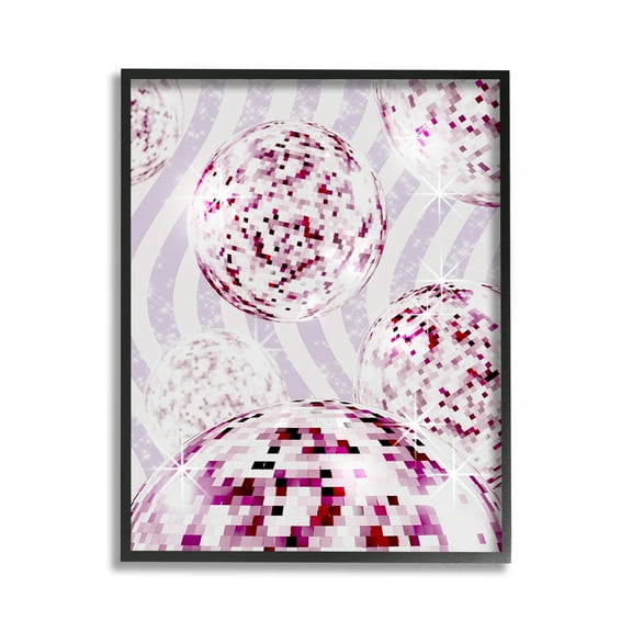 Stupell Industries Glam Disco on Stripes Abstract Painting Black Framed Art Print Wall Art, 11 x 14