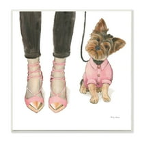 Stupell Industries Glam Dog Walk Heels Fashion Pink Gold Design Graphic Art Unframed Art Print Wall Art, 12x12, by Emily Adams