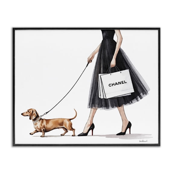 Stupell Industries Contemporary Glam Dog Walking Black Framed Giclee Art, 14 x 11, by Amanda Greenwood