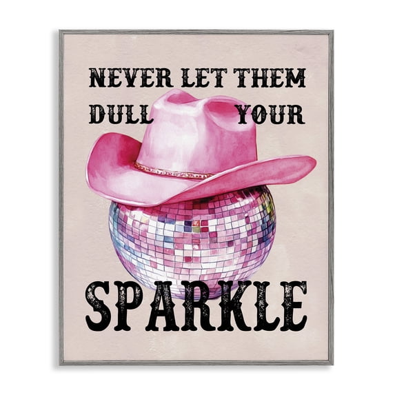 Stupell Industries Glam Don't Dull Your Sparkle Gray Framed Giclee Art, 16 x 20, by Lettered and Lined