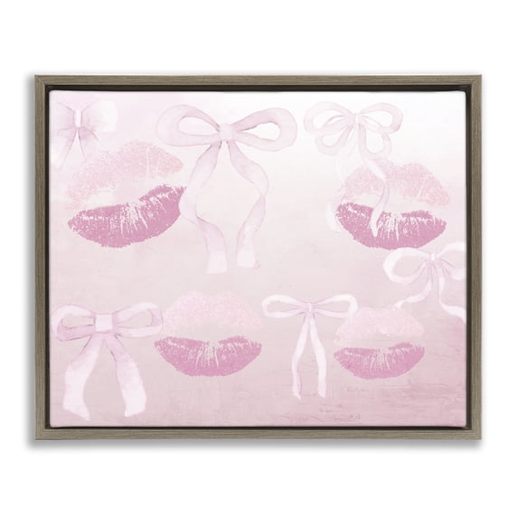 Stupell Industries Glam Dreamy Bows & Lips Brown Floating Frame Canvas Art, 21 x 17, by Kim Allen