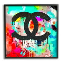 Stupell Industries Glam Drip on Graffiti Abstract Painting Black Framed Art Print Wall Art, 12 x 12