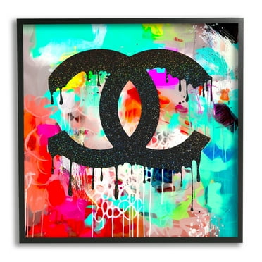 Stupell Industries Glam Drip on Graffiti Abstract Painting Black Framed Art Print Wall Art, 12 x 12