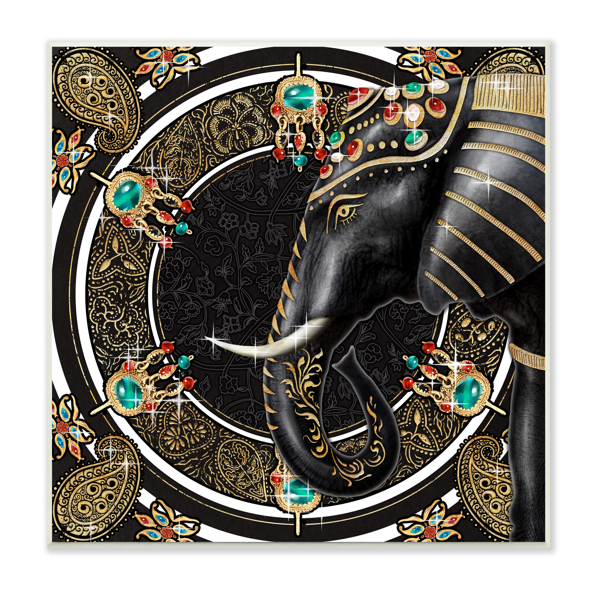 Stupell Industries Glam Elephant Regal Jewelry Paisley Pattern, 12 x 12, Design by Ziwei Li