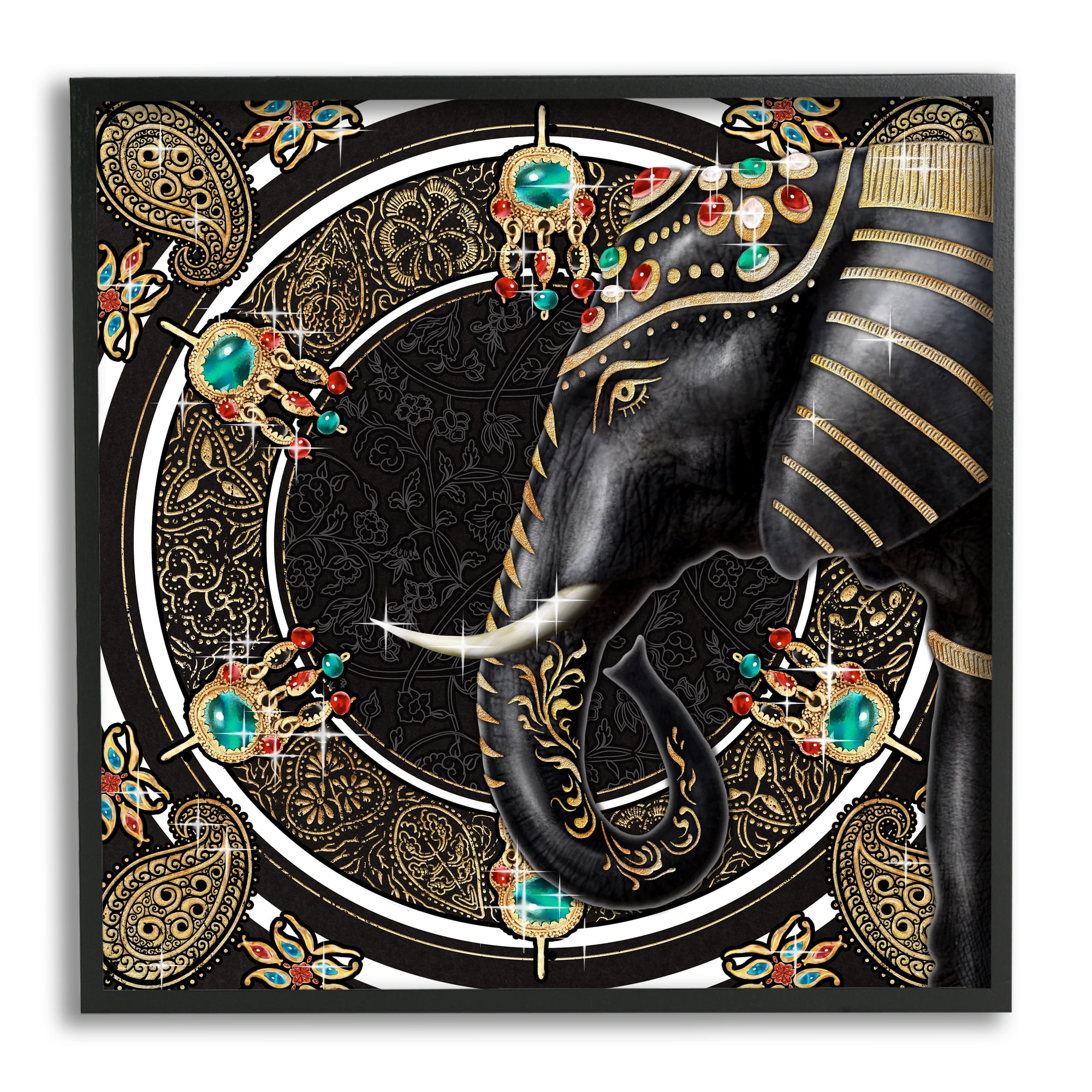 Stupell Industries Glam Elephant Regal Jewelry Paisley Pattern, 12 x 12, Design by Ziwei Li