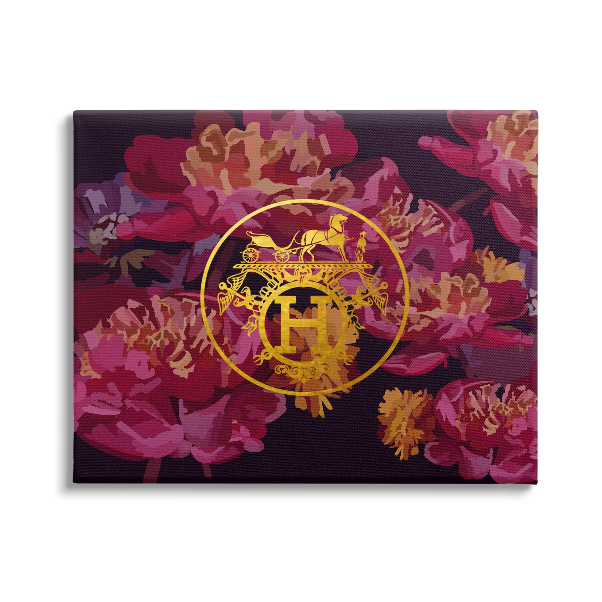Stupell Industries Glam Emblem Flower Pattern Botanical & Floral Painting Gallery Wrapped Canvas Art Print Wall Art, 40 x 30