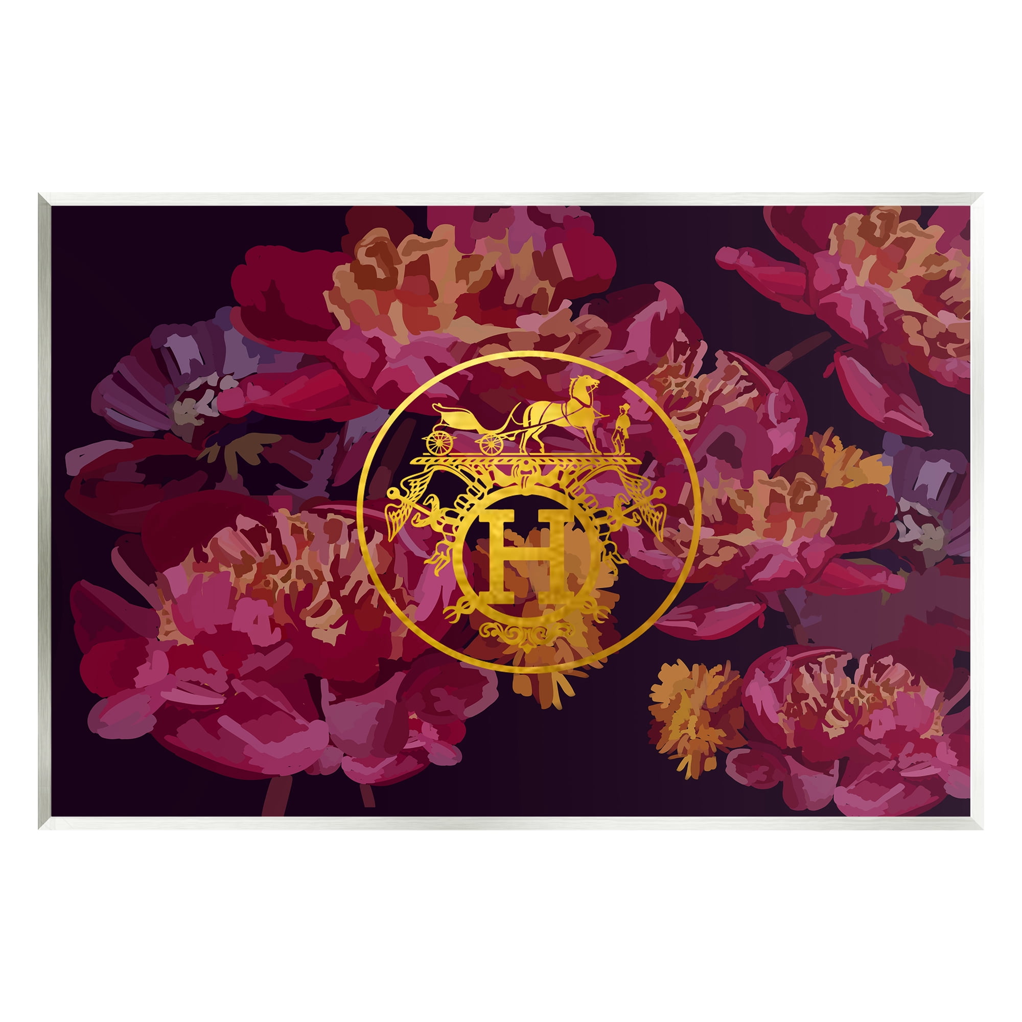 Stupell Industries Glam Emblem Flower Pattern Botanical & Floral Painting Unframed Art Print Wall Art, 15 x 10