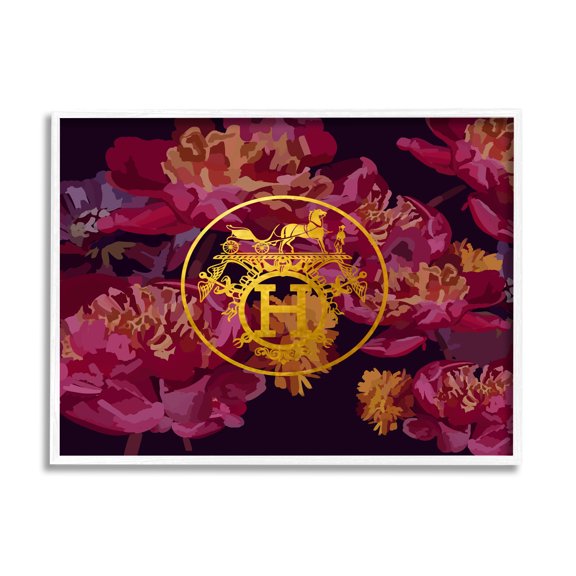 Stupell Industries Glam Emblem Flower Pattern Botanical & Floral Painting White Framed Art Print Wall Art, 14 x 11