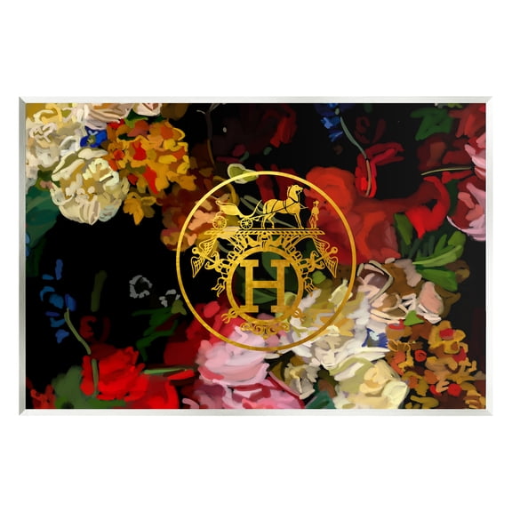 Stupell Industries Glam Emblem Flowers Botanical & Floral Painting Unframed Art Print Wall Art, 15 x 10