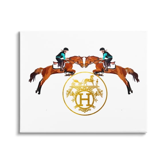 Stupell Industries Glam Emblem Polo Jockeys Animals & Insects Painting Gallery Wrapped Canvas Art Print Wall Art, 20 x 16