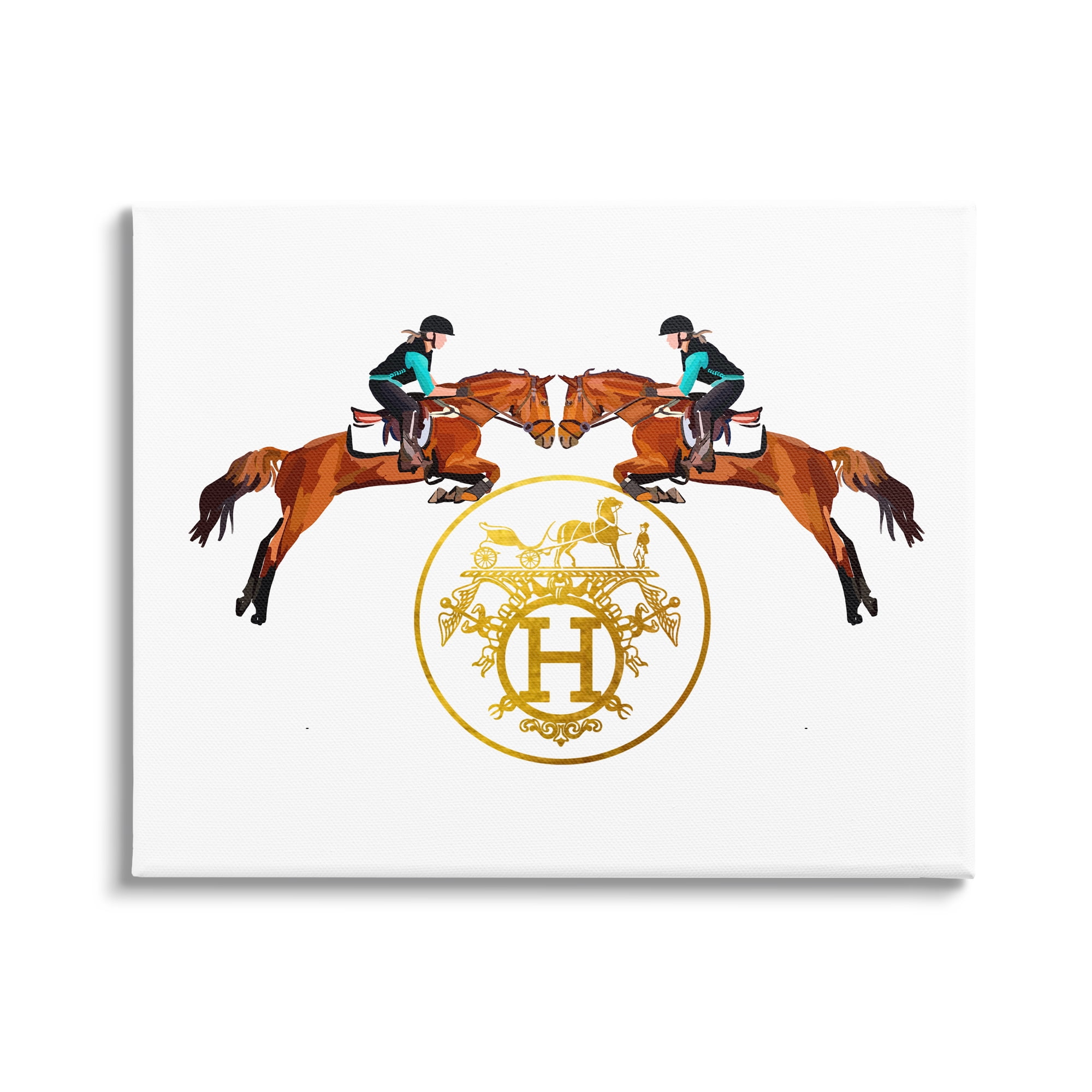 Stupell Industries Glam Emblem Polo Jockeys Animals & Insects Painting Gallery Wrapped Canvas Art Print Wall Art, 48 x 36