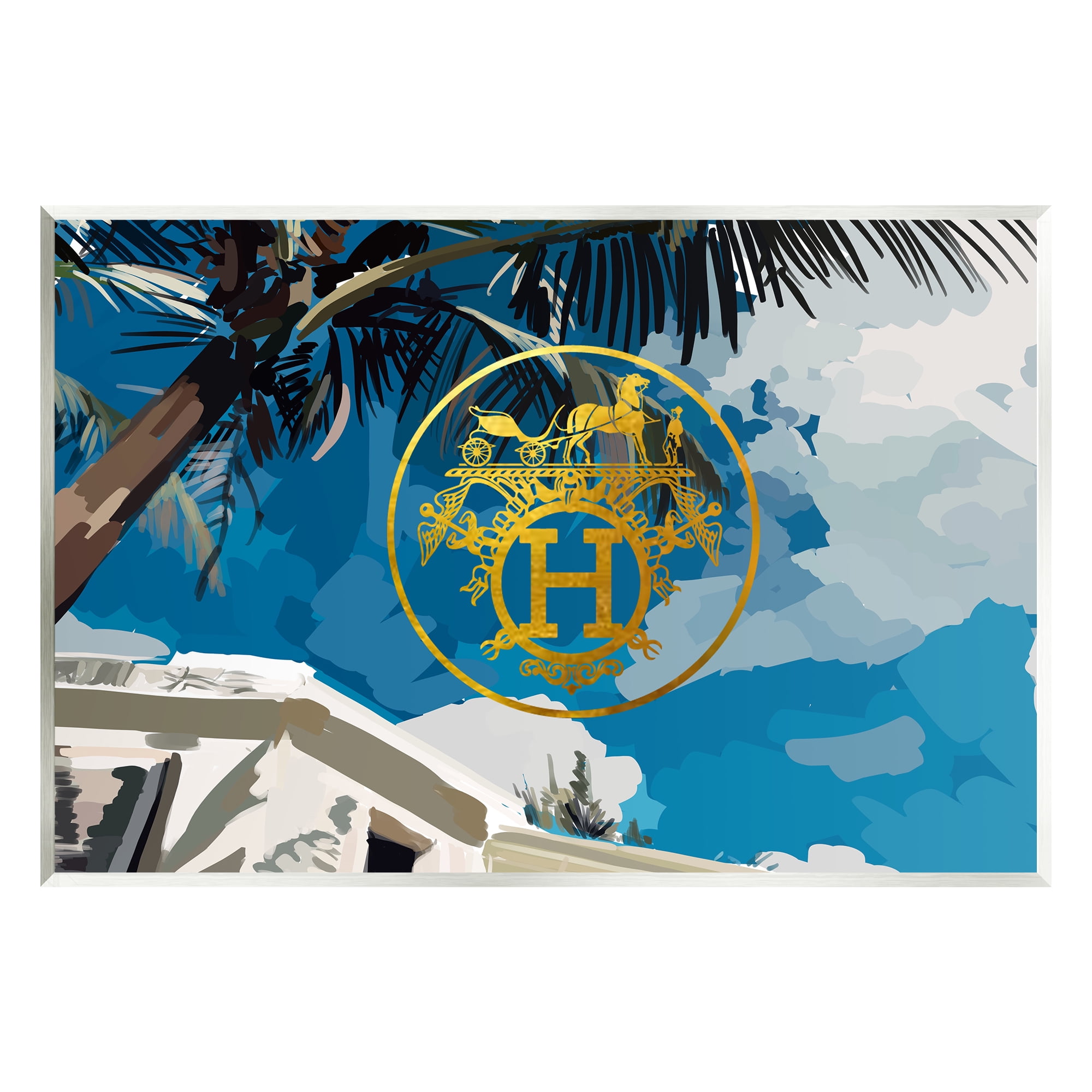 Stupell Industries Glam Emblem Villa Botanical & Floral Painting Unframed Art Print Wall Art, 19 x 13